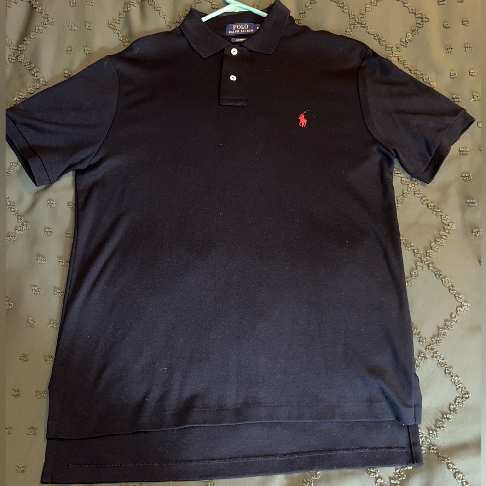 Polo by Ralph Lauren Men's Black Polo Shirt with Red Logo